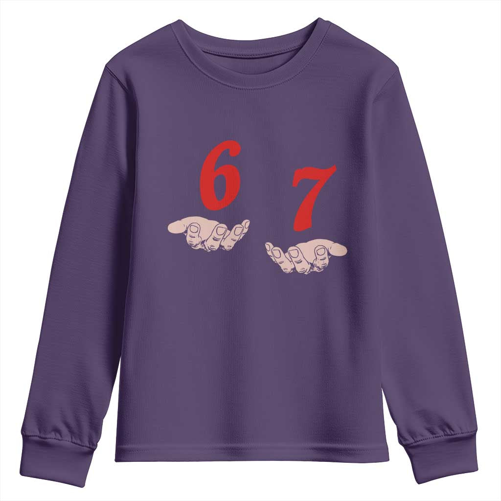 Funny 67 Six Seven Meme Hands Gesture Alpha Slang Youth Sweatshirt TS11 Purple Print Your Wear