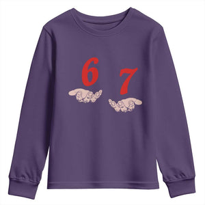 Funny 67 Six Seven Meme Hands Gesture Alpha Slang Youth Sweatshirt TS11 Purple Print Your Wear
