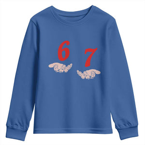 Funny 67 Six Seven Meme Hands Gesture Alpha Slang Youth Sweatshirt TS11 Royal Blue Print Your Wear