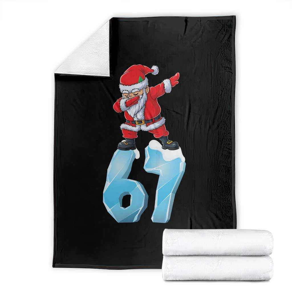 Funny 67 Christmas Throw Blanket Six Seven Dabbing Santa Meme Gen Alpha Slang TS11 Black Print Your Wear