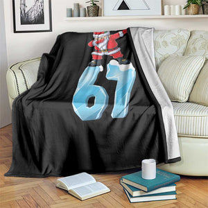 Funny 67 Christmas Throw Blanket Six Seven Dabbing Santa Meme Gen Alpha Slang TS11 Print Your Wear