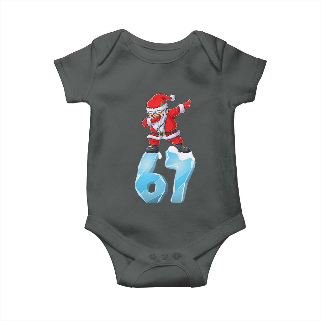 Funny 67 Christmas Baby Onesie Six Seven Dabbing Santa Meme Gen Alpha Slang TS11 Dark Heather Print Your Wear