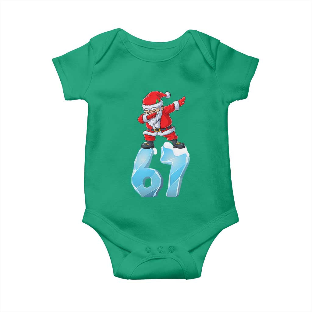 Funny 67 Christmas Baby Onesie Six Seven Dabbing Santa Meme Gen Alpha Slang TS11 Irish Green Print Your Wear