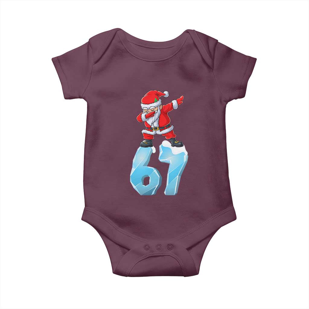 Funny 67 Christmas Baby Onesie Six Seven Dabbing Santa Meme Gen Alpha Slang TS11 Maroon Print Your Wear