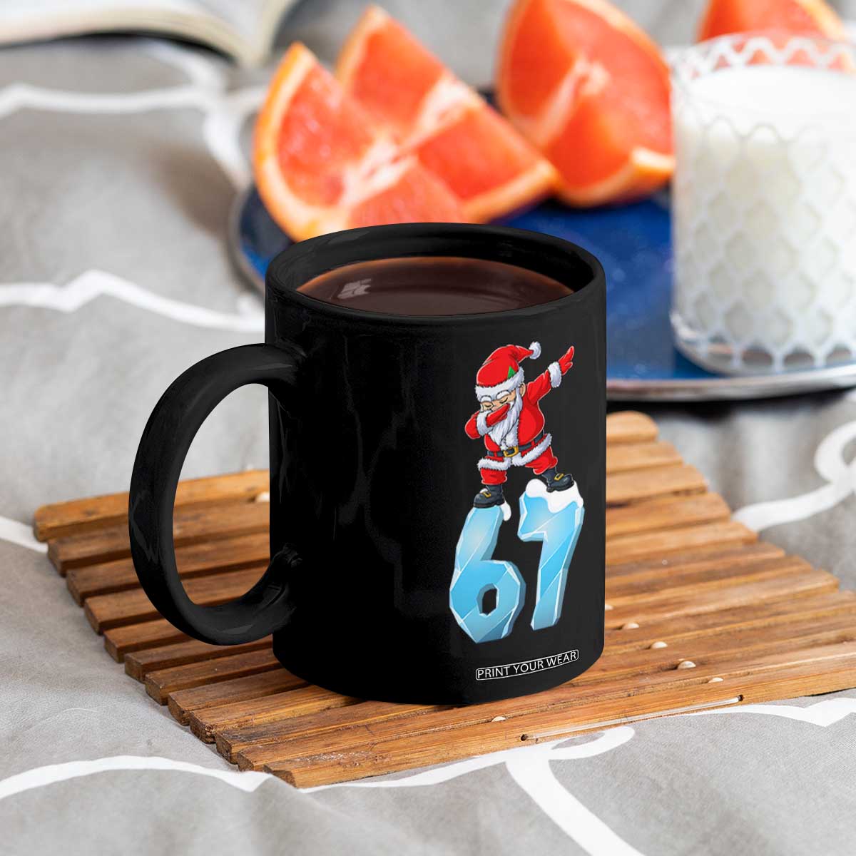 Funny 67 Christmas Coffee Mug Six Seven Dabbing Santa Meme Gen Alpha Slang TS11 Print Your Wear