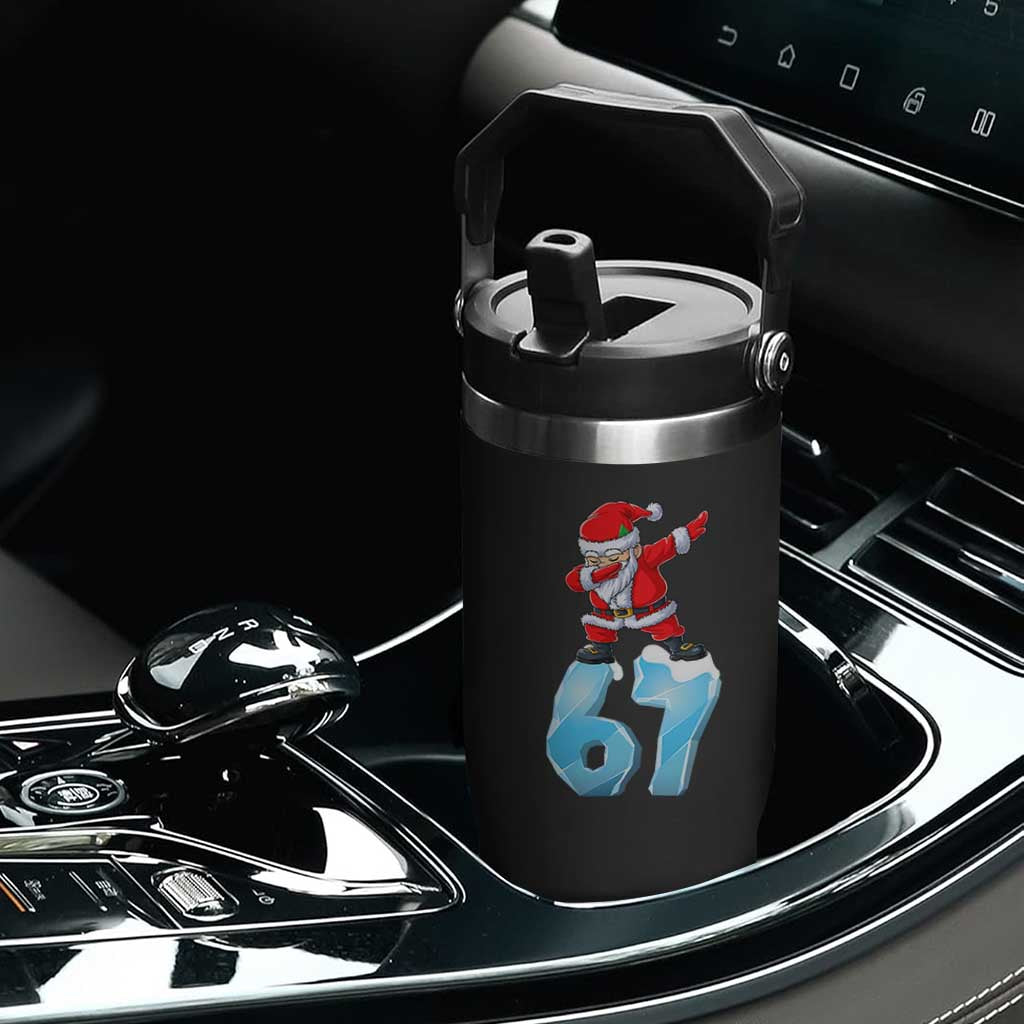 Funny 67 Christmas Flip Straw Tumbler Six Seven Dabbing Santa Meme Gen Alpha Slang TS11 Print Your Wear