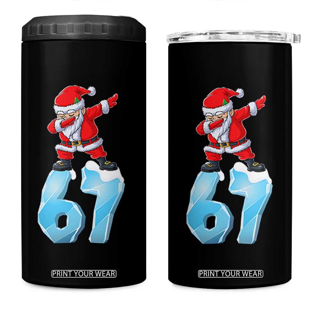 Funny 67 Christmas 4 in 1 Can Cooler Tumbler Six Seven Dabbing Santa Meme Gen Alpha Slang TS11 One Size: 16 oz Black Print Your Wear