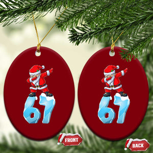 Funny 67 Xmas Ceramic Ornament Six Seven Dabbing Santa Meme Gen Alpha Slang TS11 Print Your Wear