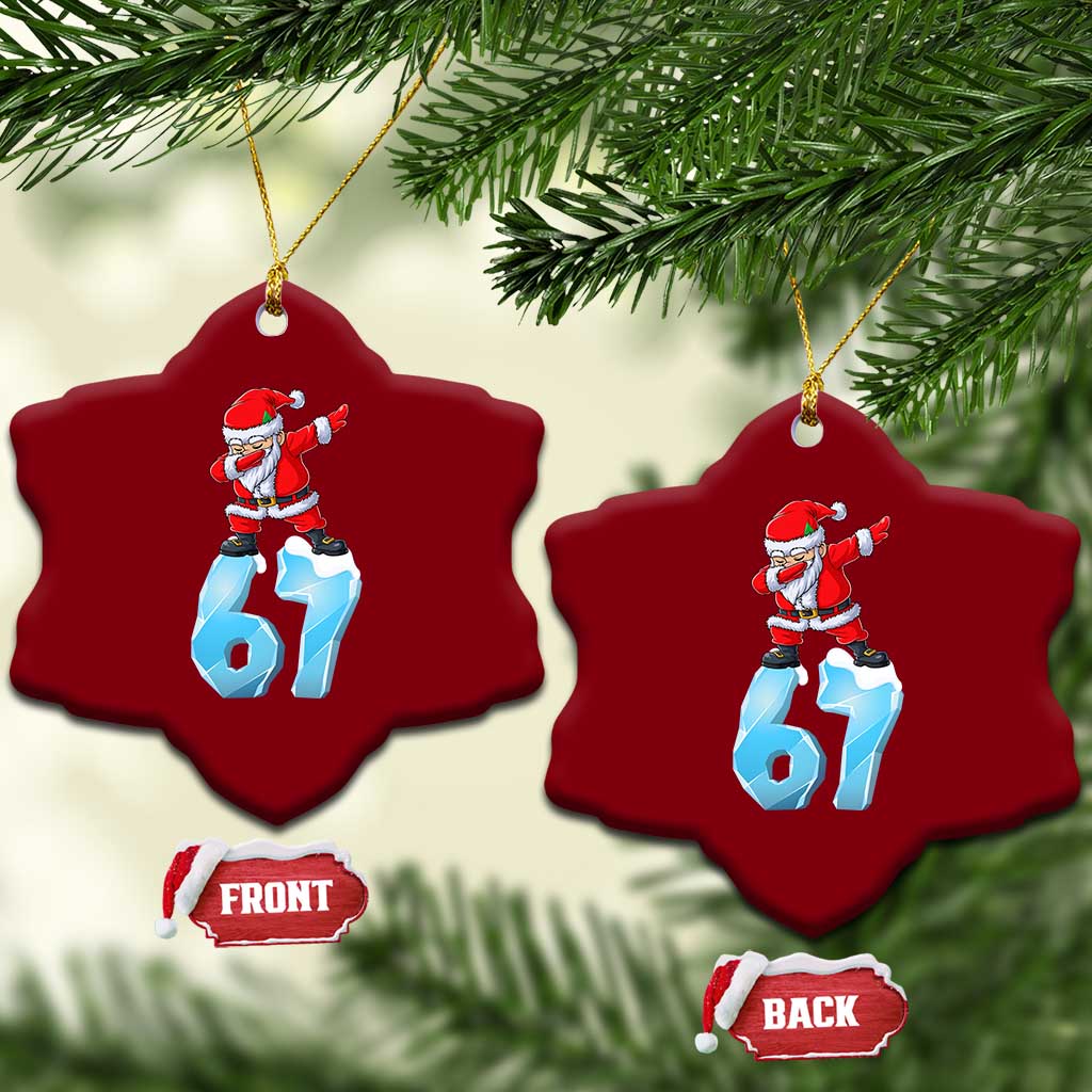 Funny 67 Xmas Ceramic Ornament Six Seven Dabbing Santa Meme Gen Alpha Slang TS11 Print Your Wear