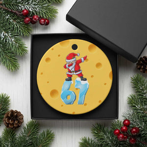 Funny 67 Xmas Ceramic Ornament Six Seven Dabbing Santa Meme Gen Alpha Slang TS11 1pc Yellow Cheese Print Your Wear