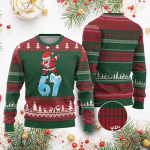 Funny 67 Xmas Ugly Christmas Sweater Six Seven Dabbing Santa Meme Gen Alpha Slang TS11 Red Green Print Your Wear