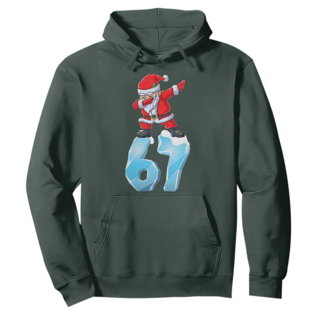 Funny 67 Christmas Hoodie Six Seven Dabbing Santa Meme Gen Alpha Slang TS11 Dark Forest Green Print Your Wear