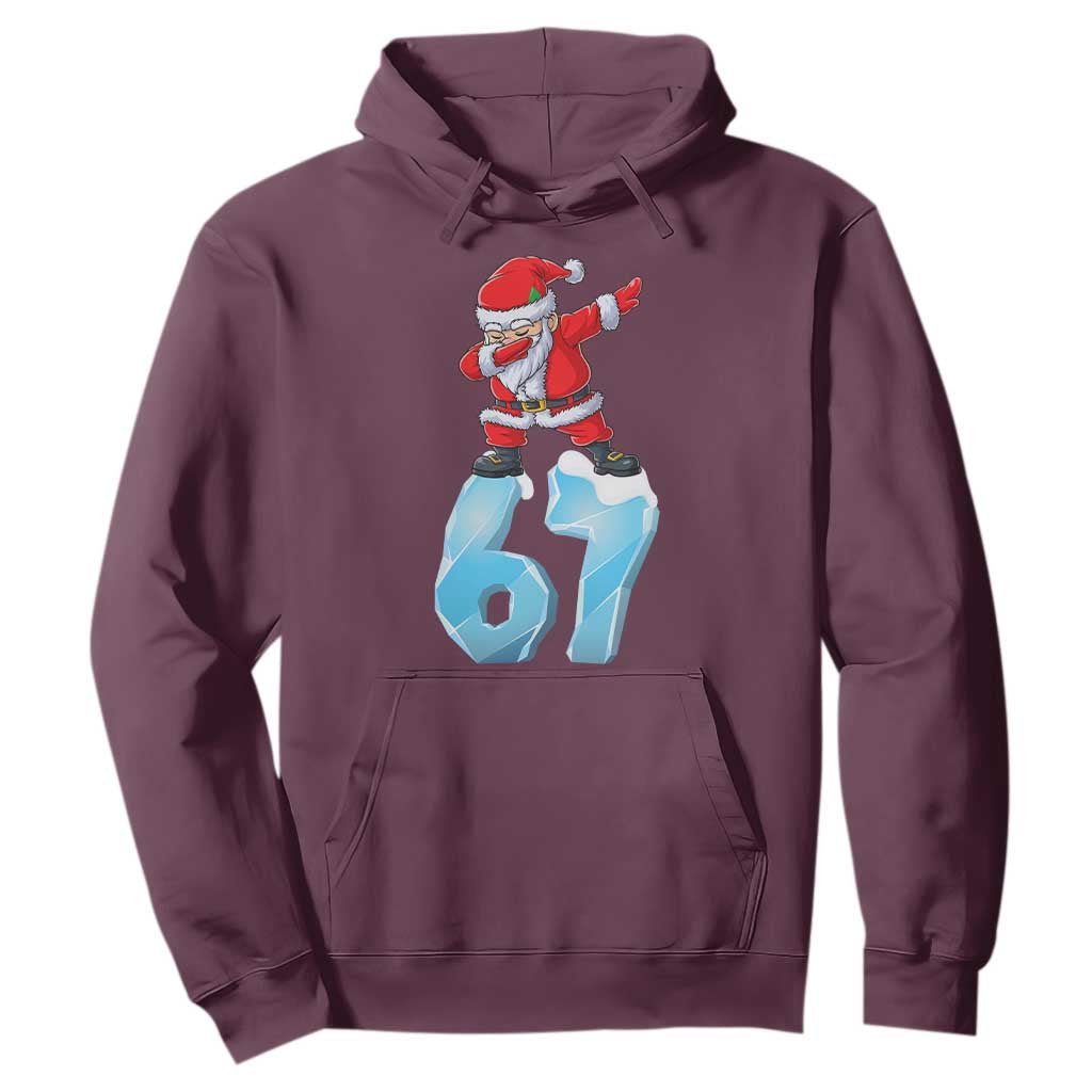 Funny 67 Christmas Hoodie Six Seven Dabbing Santa Meme Gen Alpha Slang TS11 Maroon Print Your Wear