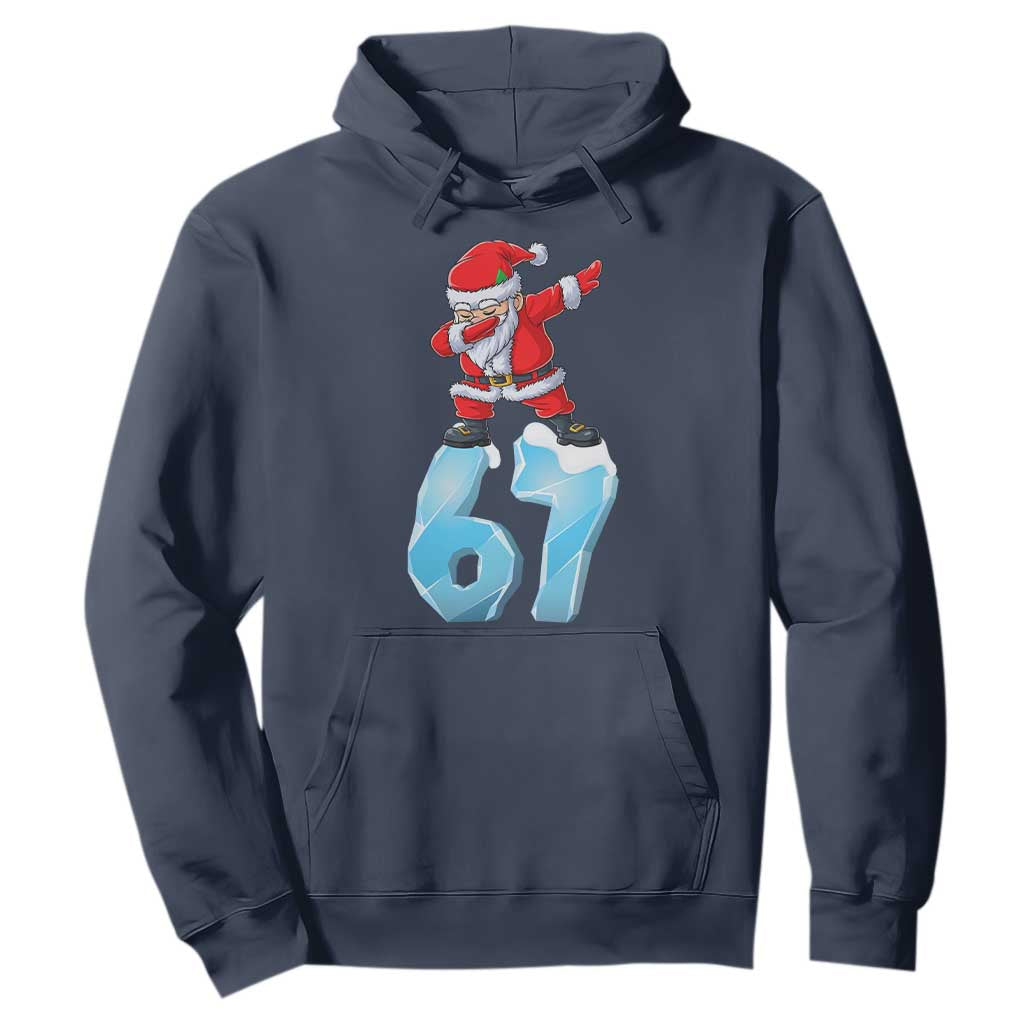 Funny 67 Christmas Hoodie Six Seven Dabbing Santa Meme Gen Alpha Slang TS11 Navy Print Your Wear