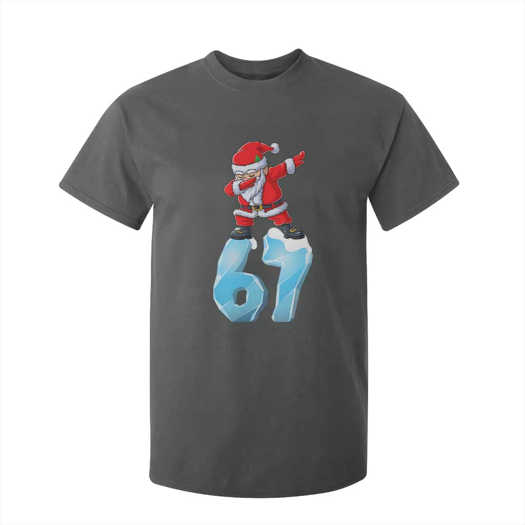 Funny 67 Christmas T Shirt For Kid Six Seven Dabbing Santa Meme Gen Alpha Slang TS11 Dark Heather Print Your Wear