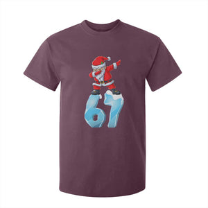 Funny 67 Christmas T Shirt For Kid Six Seven Dabbing Santa Meme Gen Alpha Slang TS11 Maroon Print Your Wear