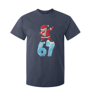 Funny 67 Christmas T Shirt For Kid Six Seven Dabbing Santa Meme Gen Alpha Slang TS11 Navy Print Your Wear