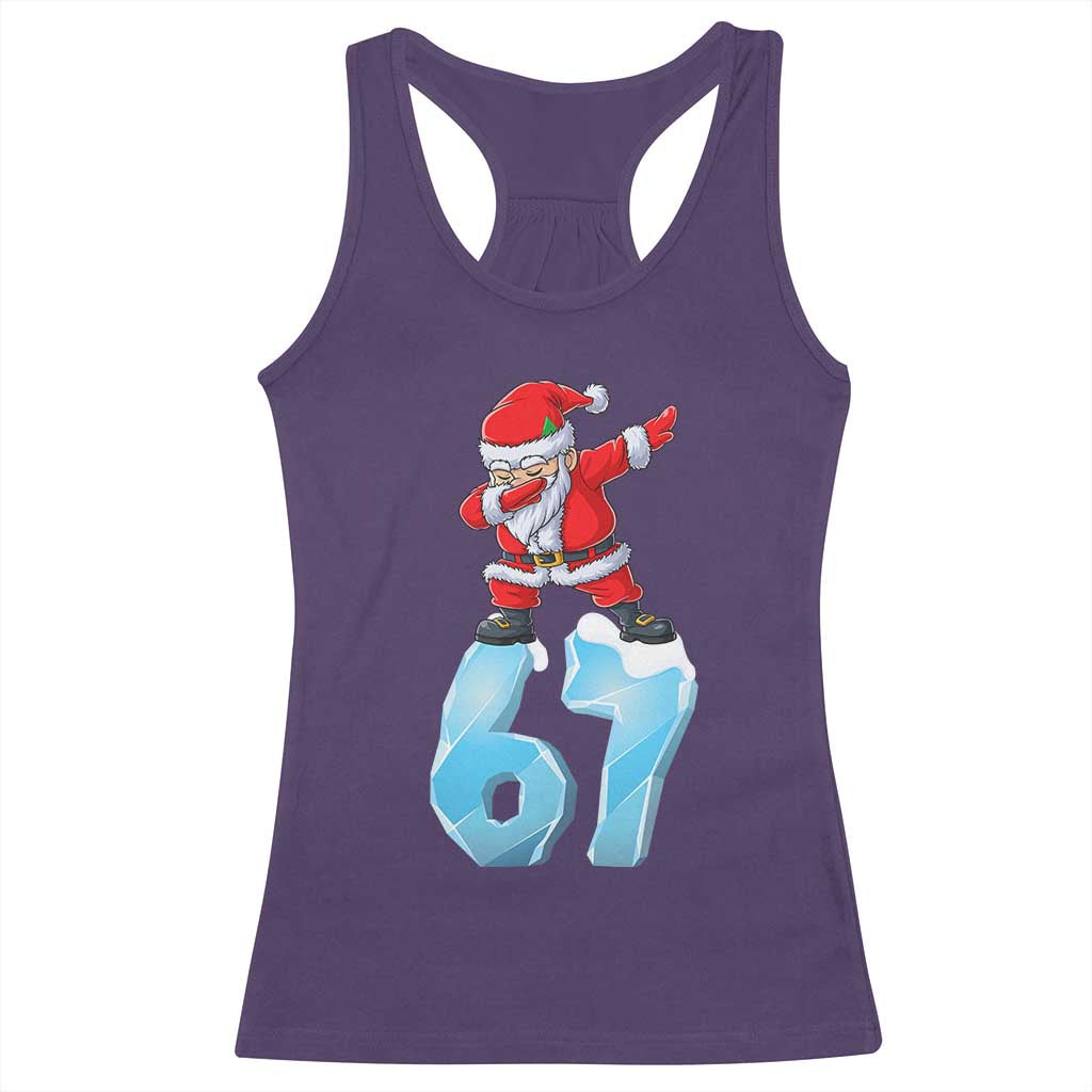 Funny 67 Christmas Racerback Tank Top Six Seven Dabbing Santa Meme Gen Alpha Slang TS11 Purple Print Your Wear