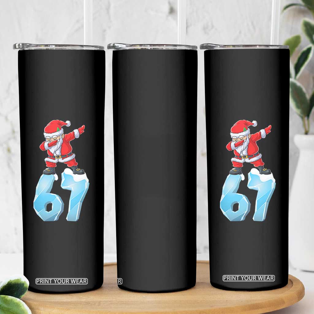 Funny 67 Christmas Skinny Tumbler Six Seven Dabbing Santa Meme Gen Alpha Slang TS11 Print Your Wear