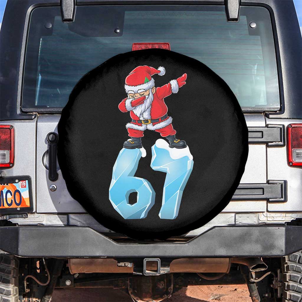 Funny 67 Christmas Spare Tire Cover Six Seven Dabbing Santa Meme Gen Alpha Slang TS11 No hole Black Print Your Wear