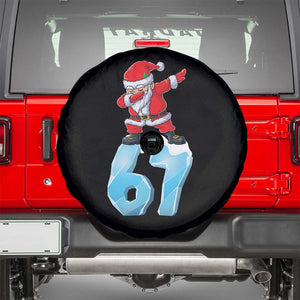 Funny 67 Christmas Spare Tire Cover Six Seven Dabbing Santa Meme Gen Alpha Slang TS11 Black Print Your Wear