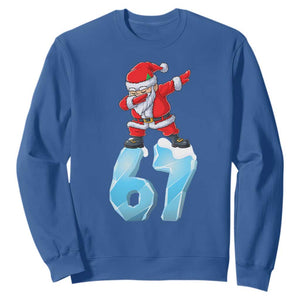 Funny 67 Christmas Sweatshirt Six Seven Dabbing Santa Meme Gen Alpha Slang TS11 Royal Blue Print Your Wear