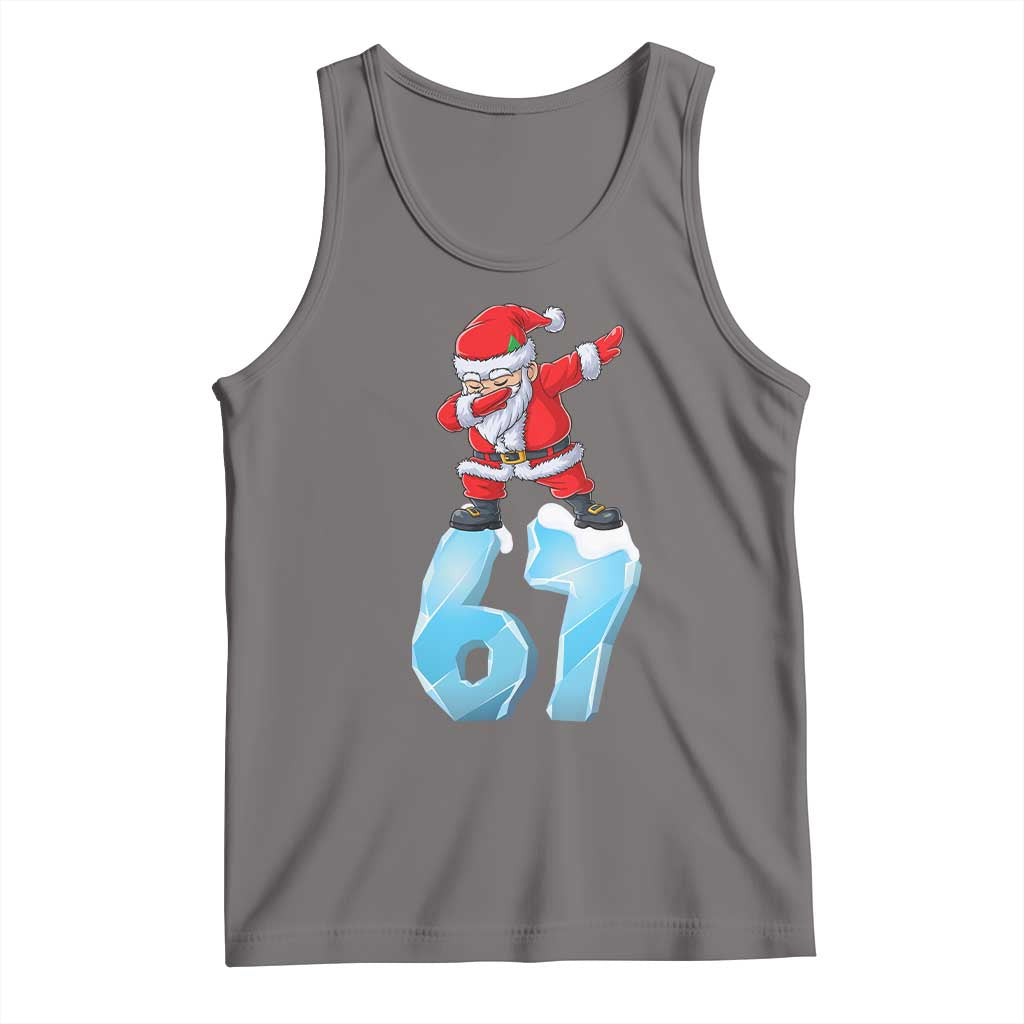 Funny 67 Christmas Tank Top Six Seven Dabbing Santa Meme Gen Alpha Slang TS11 Deep Heather Print Your Wear
