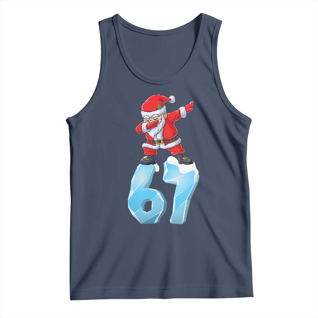 Funny 67 Christmas Tank Top Six Seven Dabbing Santa Meme Gen Alpha Slang TS11 Navy Print Your Wear