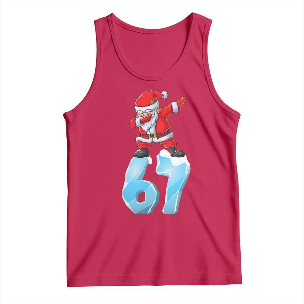Funny 67 Christmas Tank Top Six Seven Dabbing Santa Meme Gen Alpha Slang TS11 Red Print Your Wear