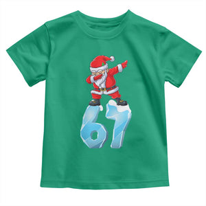 Funny 67 Christmas Toddler T Shirt Six Seven Dabbing Santa Meme Gen Alpha Slang TS11 Irish Green Print Your Wear
