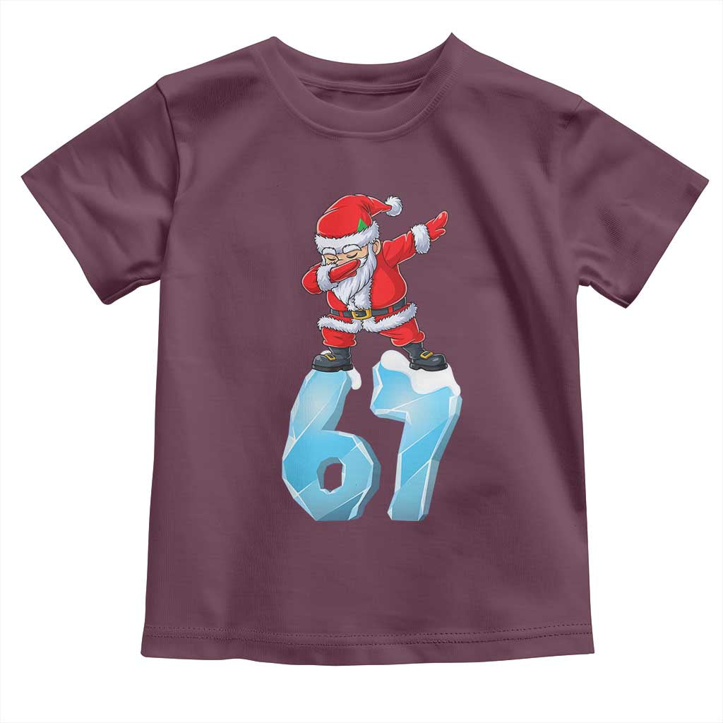 Funny 67 Christmas Toddler T Shirt Six Seven Dabbing Santa Meme Gen Alpha Slang TS11 Maroon Print Your Wear