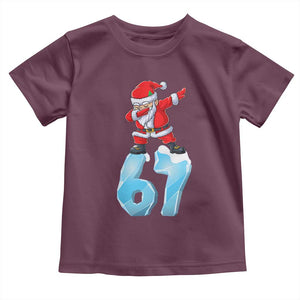 Funny 67 Christmas Toddler T Shirt Six Seven Dabbing Santa Meme Gen Alpha Slang TS11 Maroon Print Your Wear