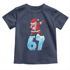 Funny 67 Christmas Toddler T Shirt Six Seven Dabbing Santa Meme Gen Alpha Slang TS11 Navy Print Your Wear