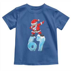 Funny 67 Christmas Toddler T Shirt Six Seven Dabbing Santa Meme Gen Alpha Slang TS11 Royal Blue Print Your Wear