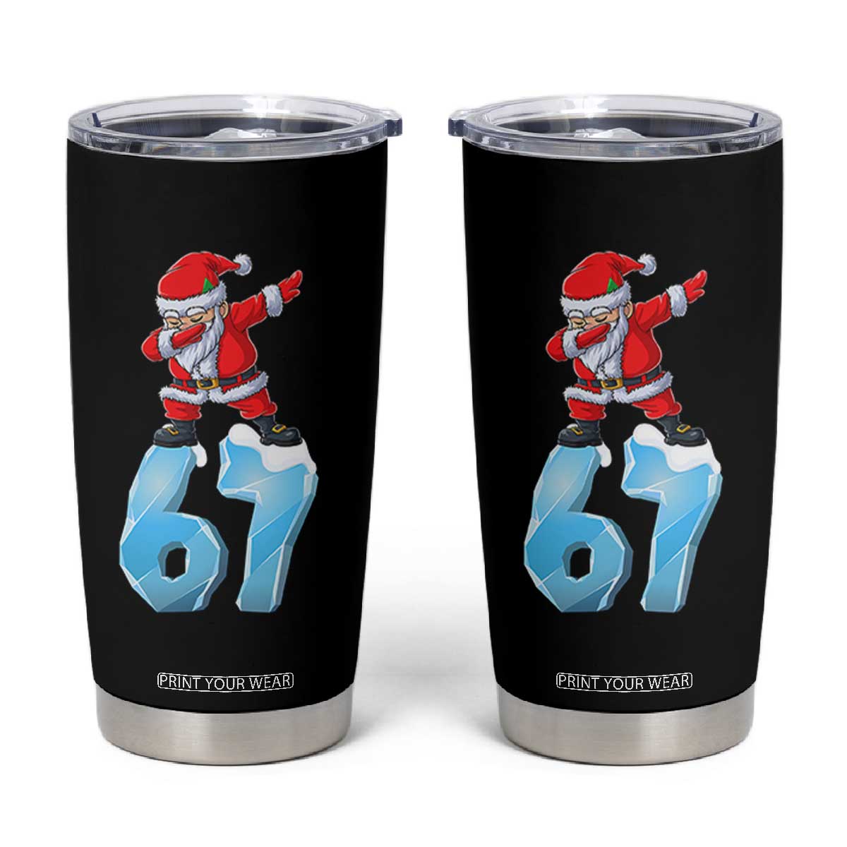 Funny 67 Christmas Tumbler Cup Six Seven Dabbing Santa Meme Gen Alpha Slang TS11 Black Print Your Wear