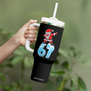 Funny 67 Christmas Tumbler With Handle Six Seven Dabbing Santa Meme Gen Alpha Slang TS11 Print Your Wear