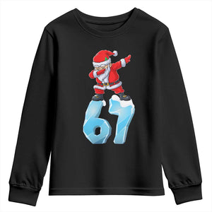 Funny 67 Christmas Youth Sweatshirt Six Seven Dabbing Santa Meme Gen Alpha Slang TS11 Black Print Your Wear