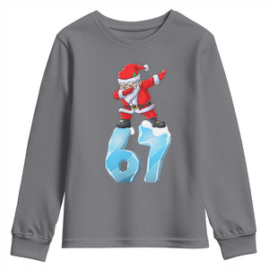 Funny 67 Christmas Youth Sweatshirt Six Seven Dabbing Santa Meme Gen Alpha Slang TS11 Charcoal Print Your Wear