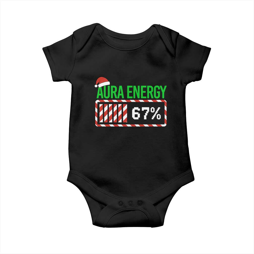 Funny Aura Energy 67 Christmas Baby Onesie Aura Farming Six Seven Meme Gen Alpha Slang TS11 Black Print Your Wear