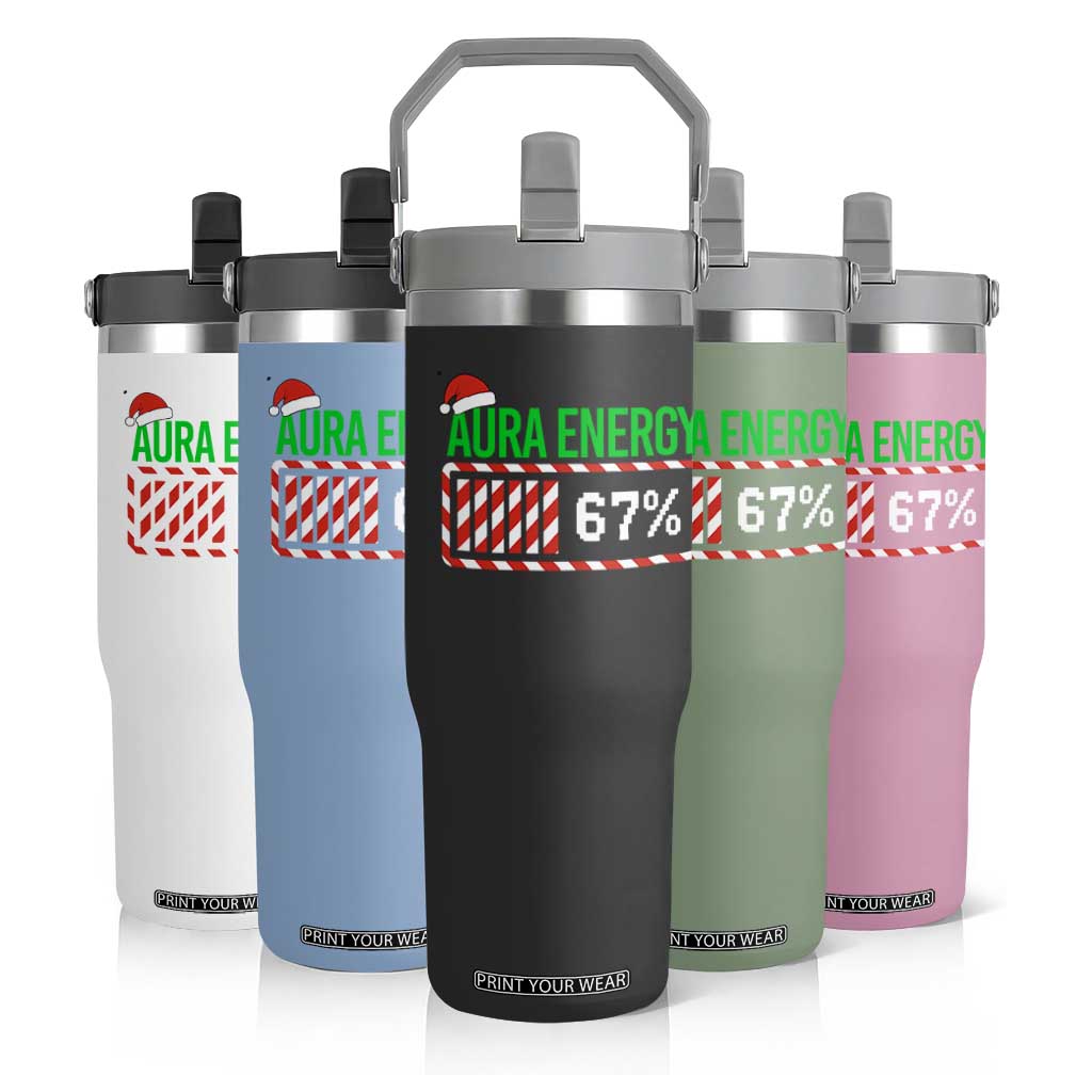 Funny Aura Energy 67 Christmas Flip Straw Tumbler Aura Farming Six Seven Meme Gen Alpha Slang TS11 Print Your Wear