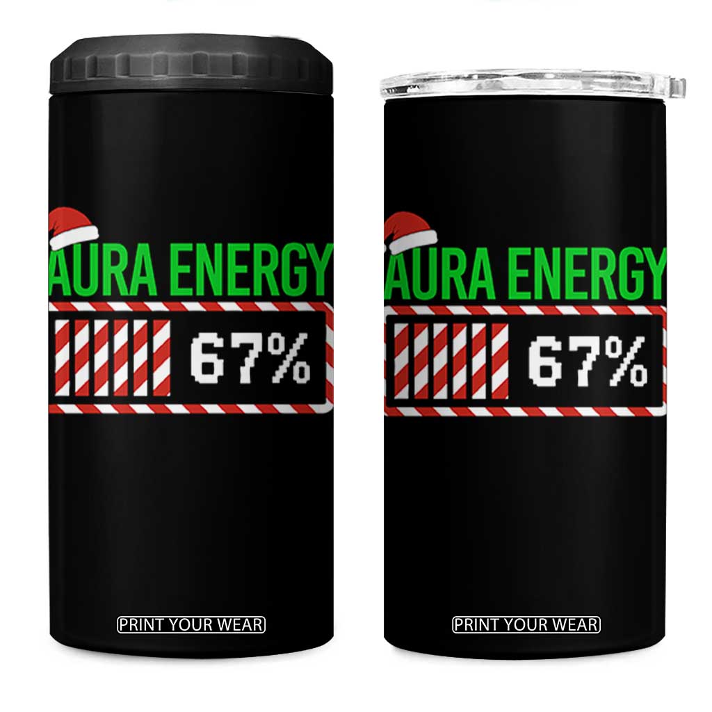 Funny Aura Energy 67 Christmas 4 in 1 Can Cooler Tumbler Aura Farming Six Seven Meme Gen Alpha Slang TS11 One Size: 16 oz Black Print Your Wear