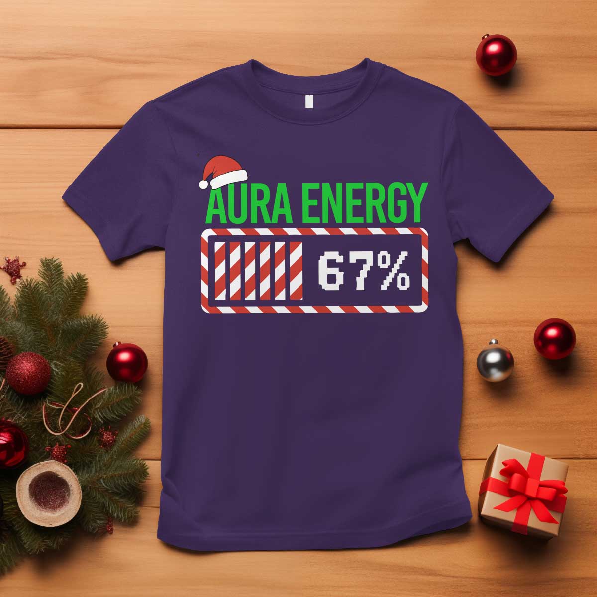 Funny Aura Energy 67 Christmas T Shirt Aura Farming Six Seven Meme Gen Alpha Slang TS11 Purple Print Your Wear