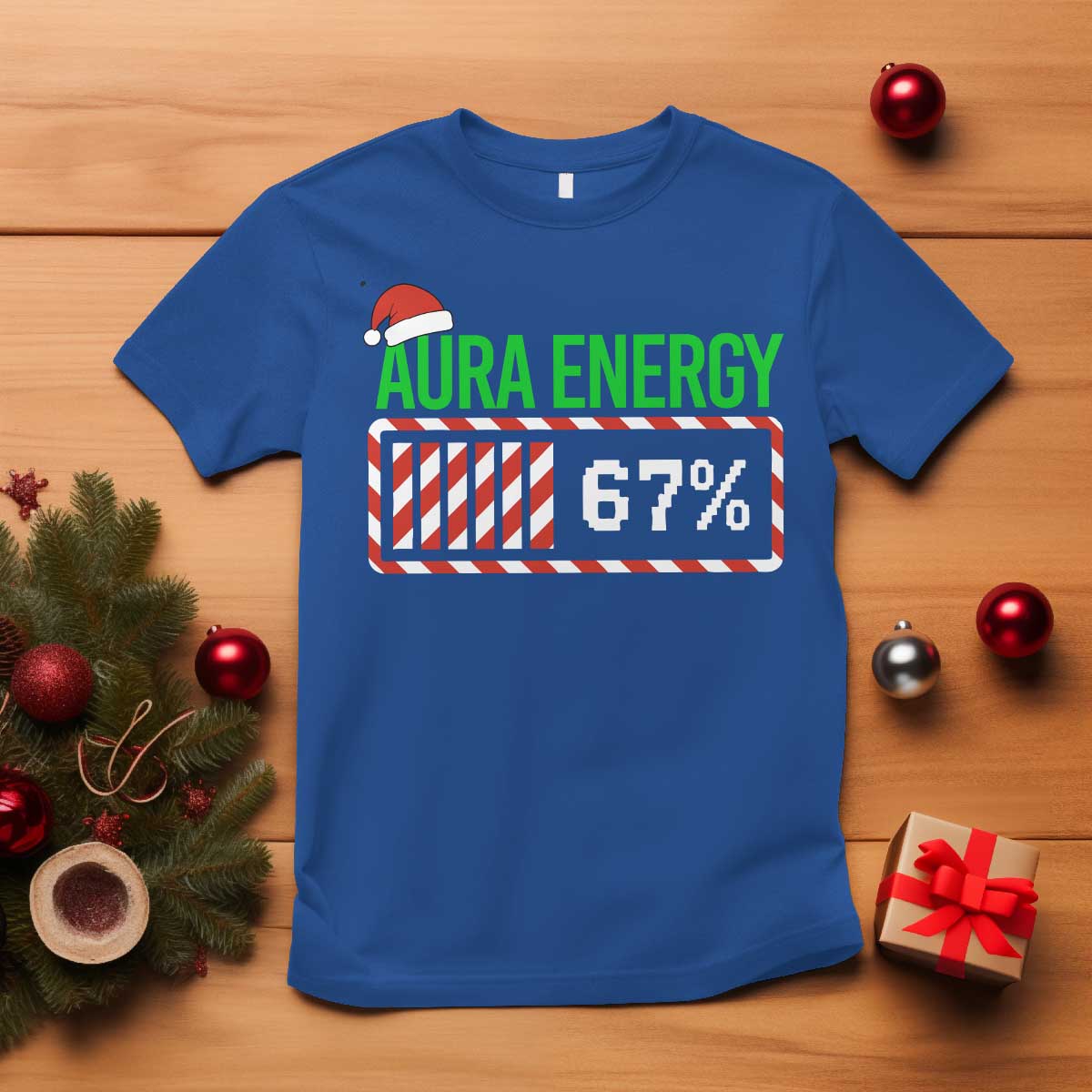 Funny Aura Energy 67 Christmas T Shirt Aura Farming Six Seven Meme Gen Alpha Slang TS11 Royal Blue Print Your Wear