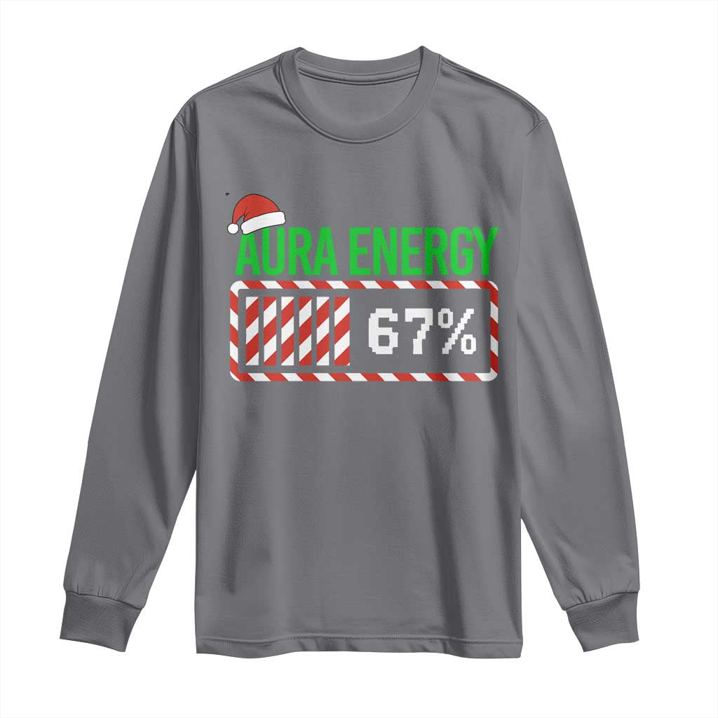 Funny Aura Energy 67 Christmas Long Sleeve Shirt Aura Farming Six Seven Meme Gen Alpha Slang TS11 Charcoal Print Your Wear