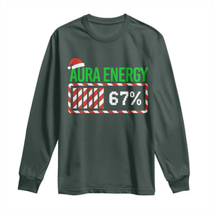 Funny Aura Energy 67 Christmas Long Sleeve Shirt Aura Farming Six Seven Meme Gen Alpha Slang TS11 Dark Forest Green Print Your Wear