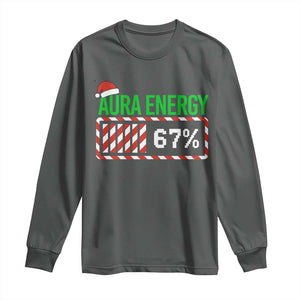 Funny Aura Energy 67 Christmas Long Sleeve Shirt Aura Farming Six Seven Meme Gen Alpha Slang TS11 Dark Heather Print Your Wear