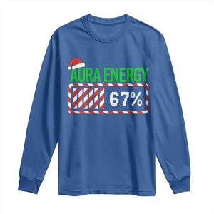 Funny Aura Energy 67 Christmas Long Sleeve Shirt Aura Farming Six Seven Meme Gen Alpha Slang TS11 Royal Blue Print Your Wear