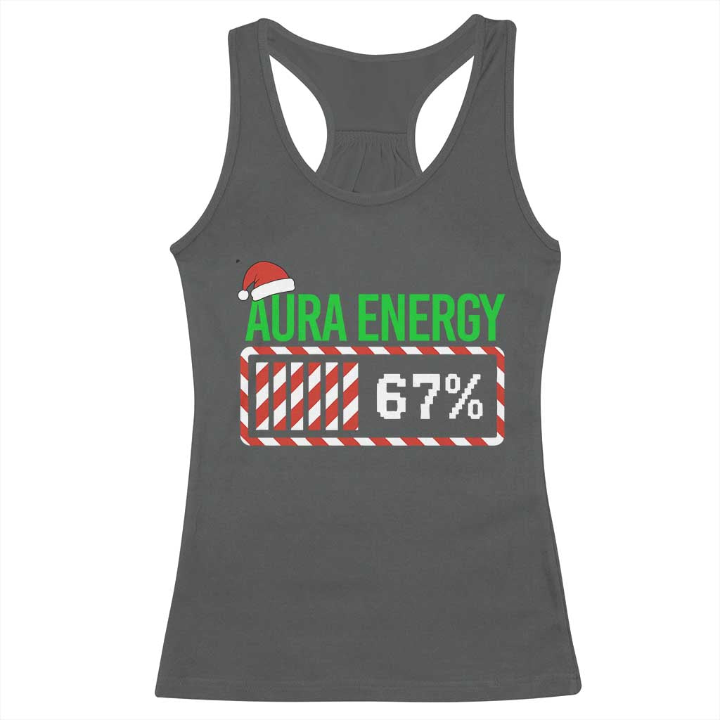 Funny Aura Energy 67 Christmas Racerback Tank Top Aura Farming Six Seven Meme Gen Alpha Slang TS11 Dark Heather Print Your Wear