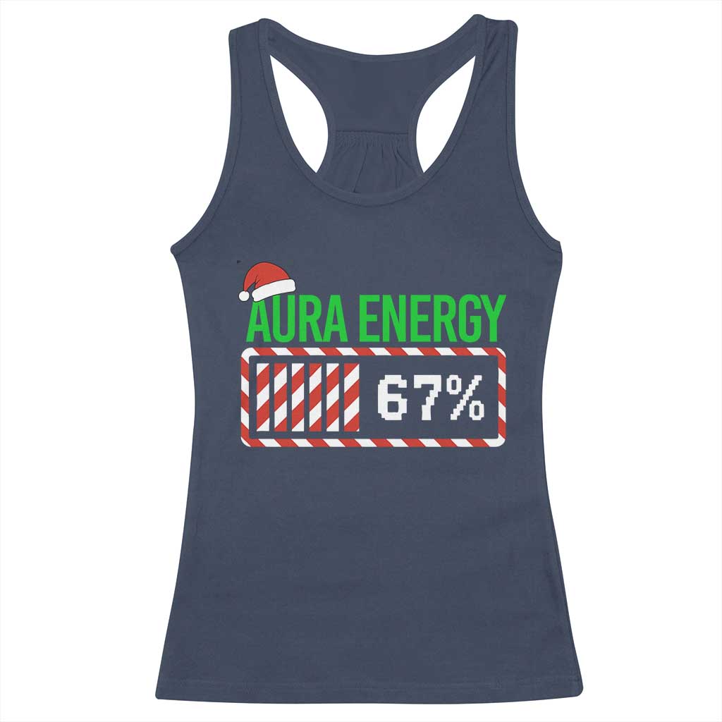 Funny Aura Energy 67 Christmas Racerback Tank Top Aura Farming Six Seven Meme Gen Alpha Slang TS11 Navy Print Your Wear