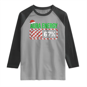 Funny Aura Energy 67 Christmas Raglan Shirt Aura Farming Six Seven Meme Gen Alpha Slang TS11 Sport Gray Black Print Your Wear